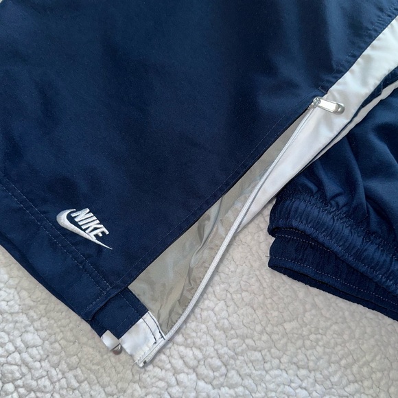 NIKE track pants ankle zipper navy white stripe drawstring elastic waist mens L - Picture 3 of 12